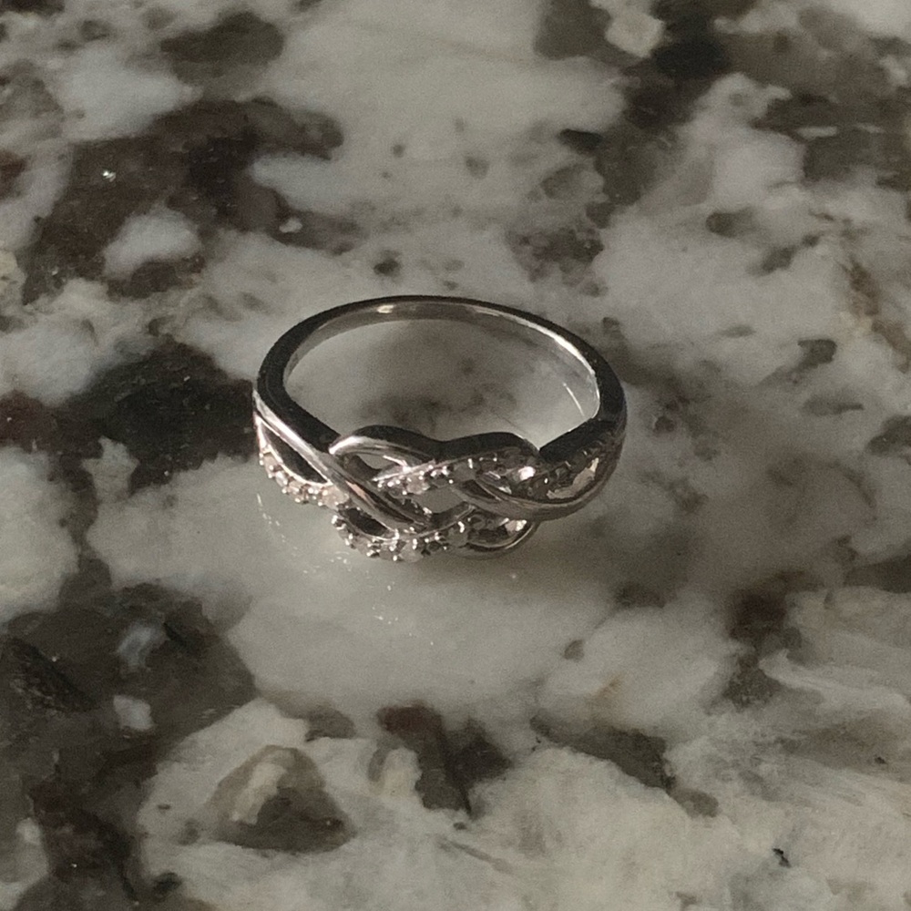 Diamond Weave Ring, Sterling Silver Stamped 925, (1/10 ct. t.w.) Size 8